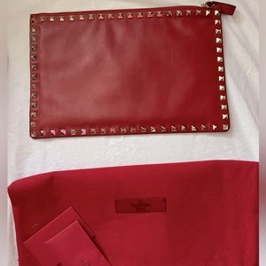 Valentino Rockstud Red Clutch Like New